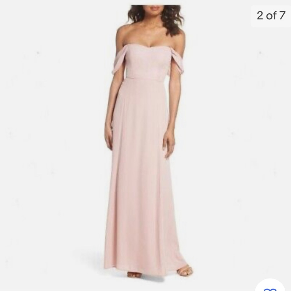 WAYF Women's Rachel Off the Shoulder Gored Maxi Dress Pink